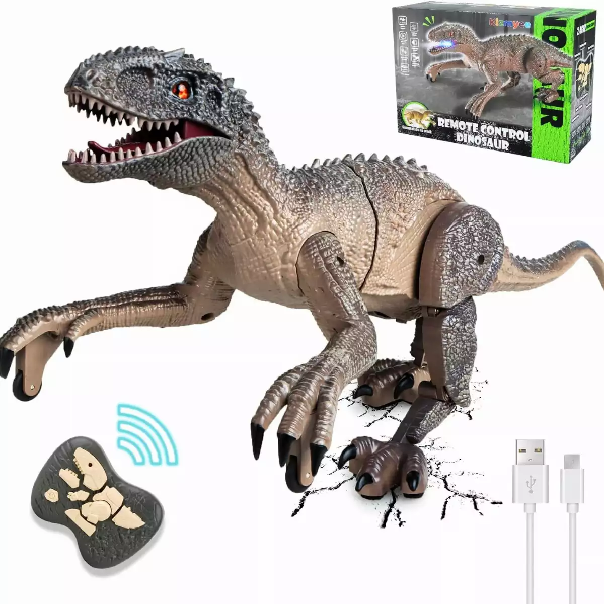PVCS Voiture de jouets télécommandée de dinosaure, voiture télécommandée à 4  canaux pour enfants, cadeaux d'anniversaire de voiture de jouets de  dinosaure Rc pour les enfants de 3 à 7 ans enfants 
